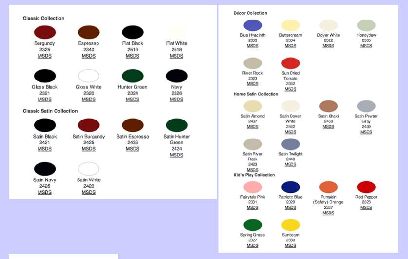Krylon Spray Paint Color Chart